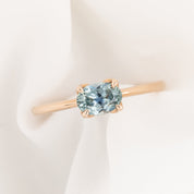 Sara Ring, 0.86ct East West Montana Sapphire, oval shape gemstone