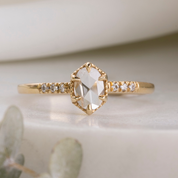 Grace Ring, 0.35ct Oval Rose Cut Diamond