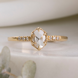 Grace Ring, 0.35ct Oval Rose Cut Diamond