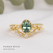 Teresa Ring, 2.19ct Light Green Madagascar Sapphire, oval shape gemstone
