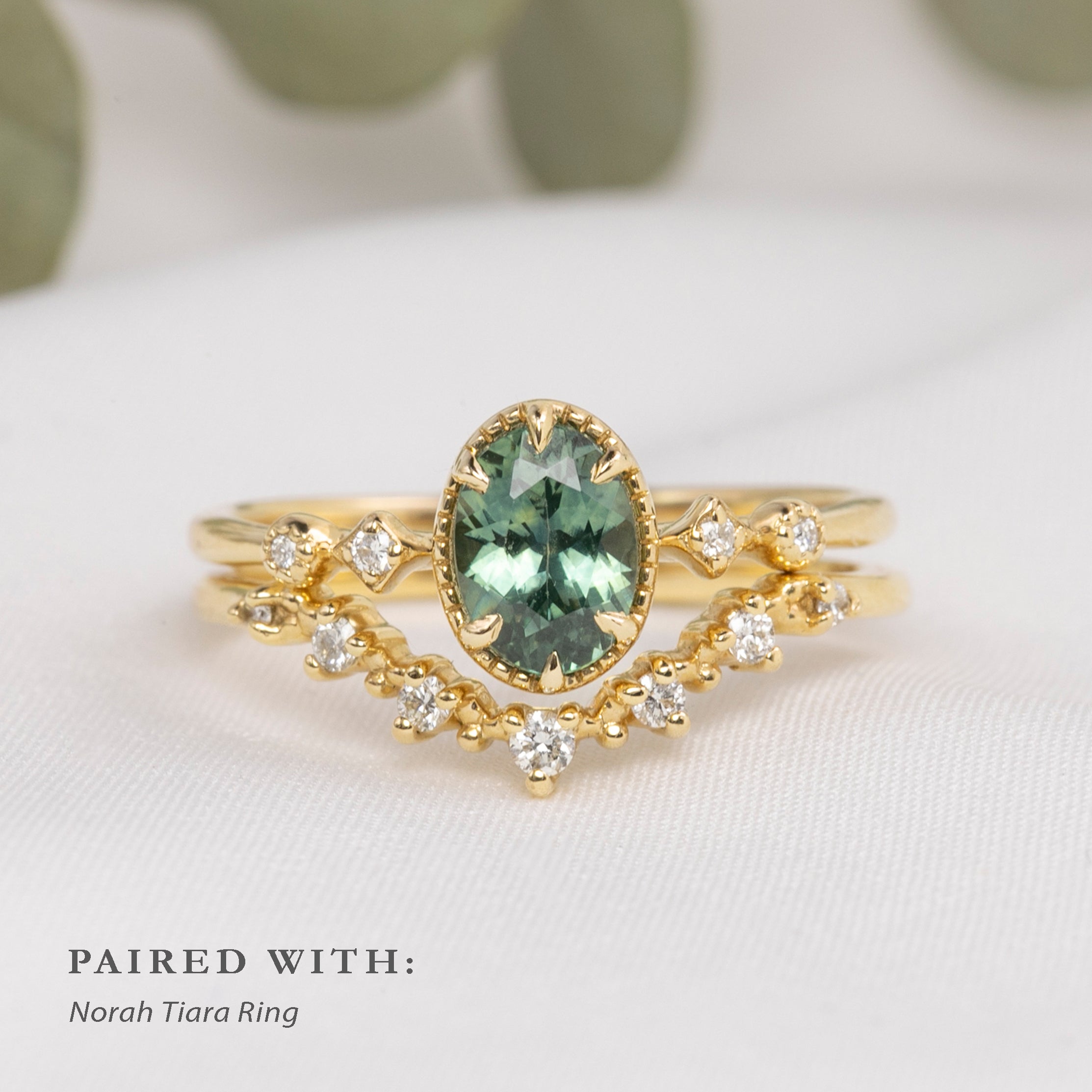 Teresa Ring, 2.19ct Light Green Madagascar Sapphire, oval shape gemstone