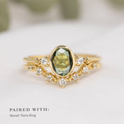 Estel Bezel Ring, 0.60ct Green Sapphire, oval shape gemstone