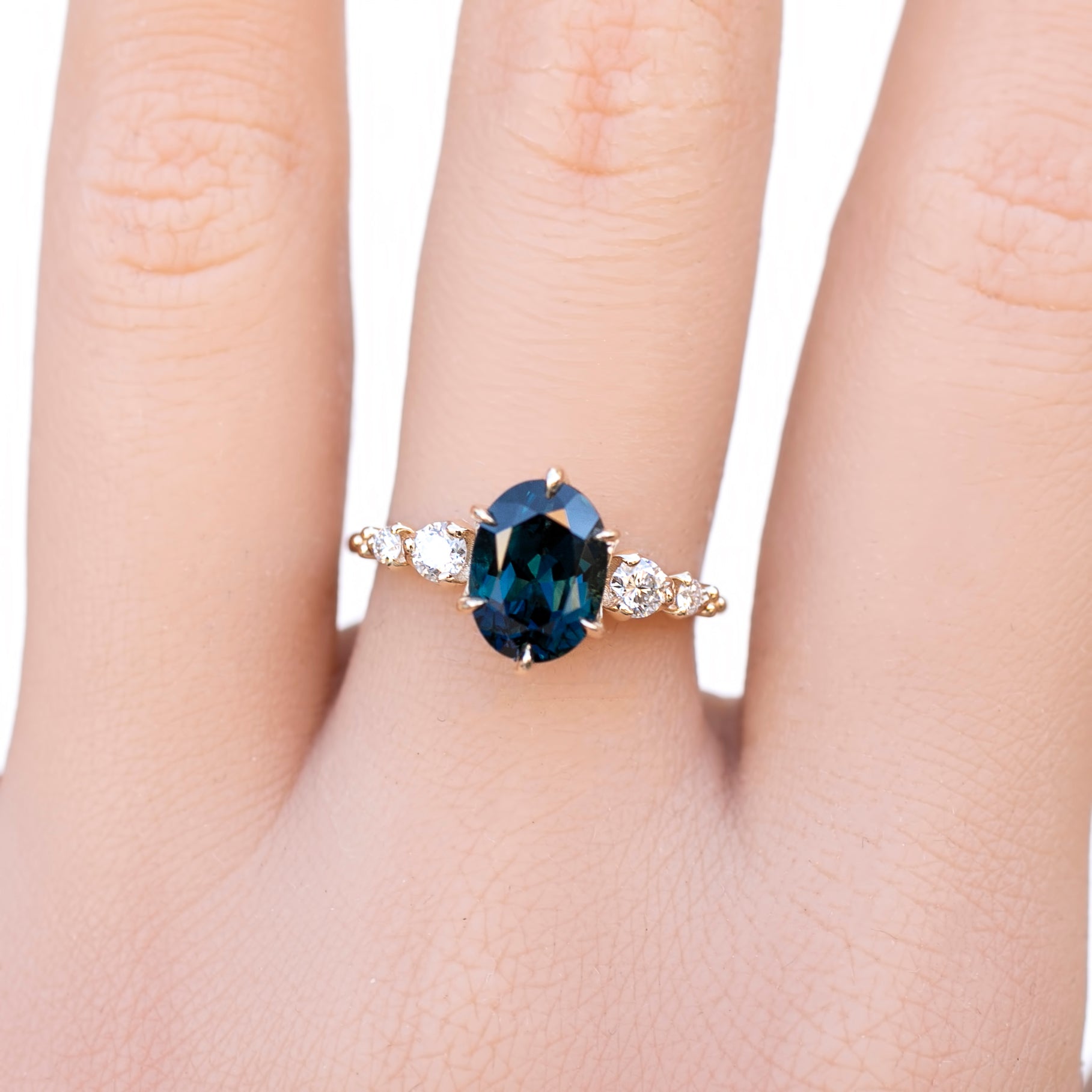 Estel Fleur Grand Ring, 2.46ct Queensland Sapphire, oval shape gemstone