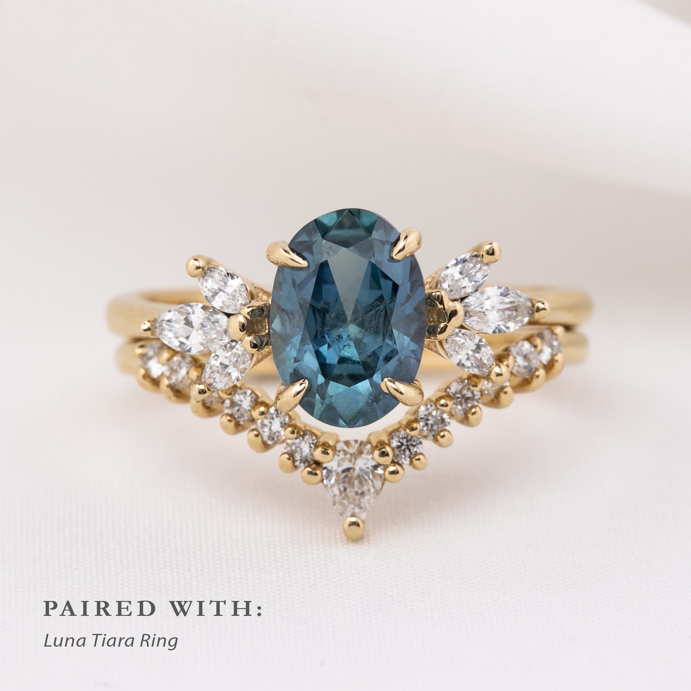 Nova Ring, 2ct Montana Sapphire, oval shape gemstone