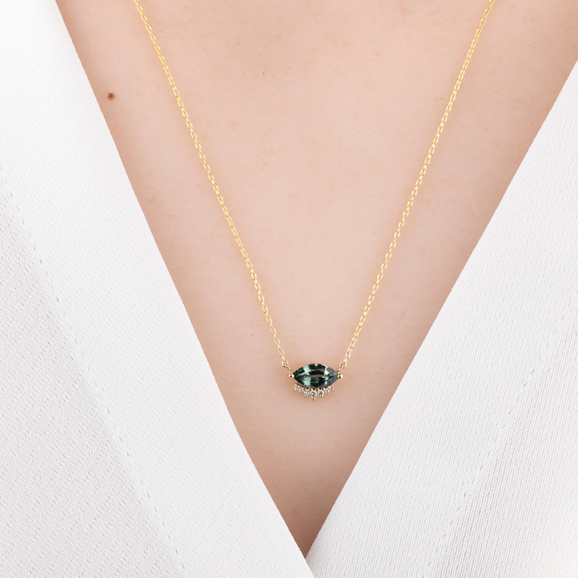 Eden Necklae, 0.67ct Blue Green Sri Lanka Sapphire