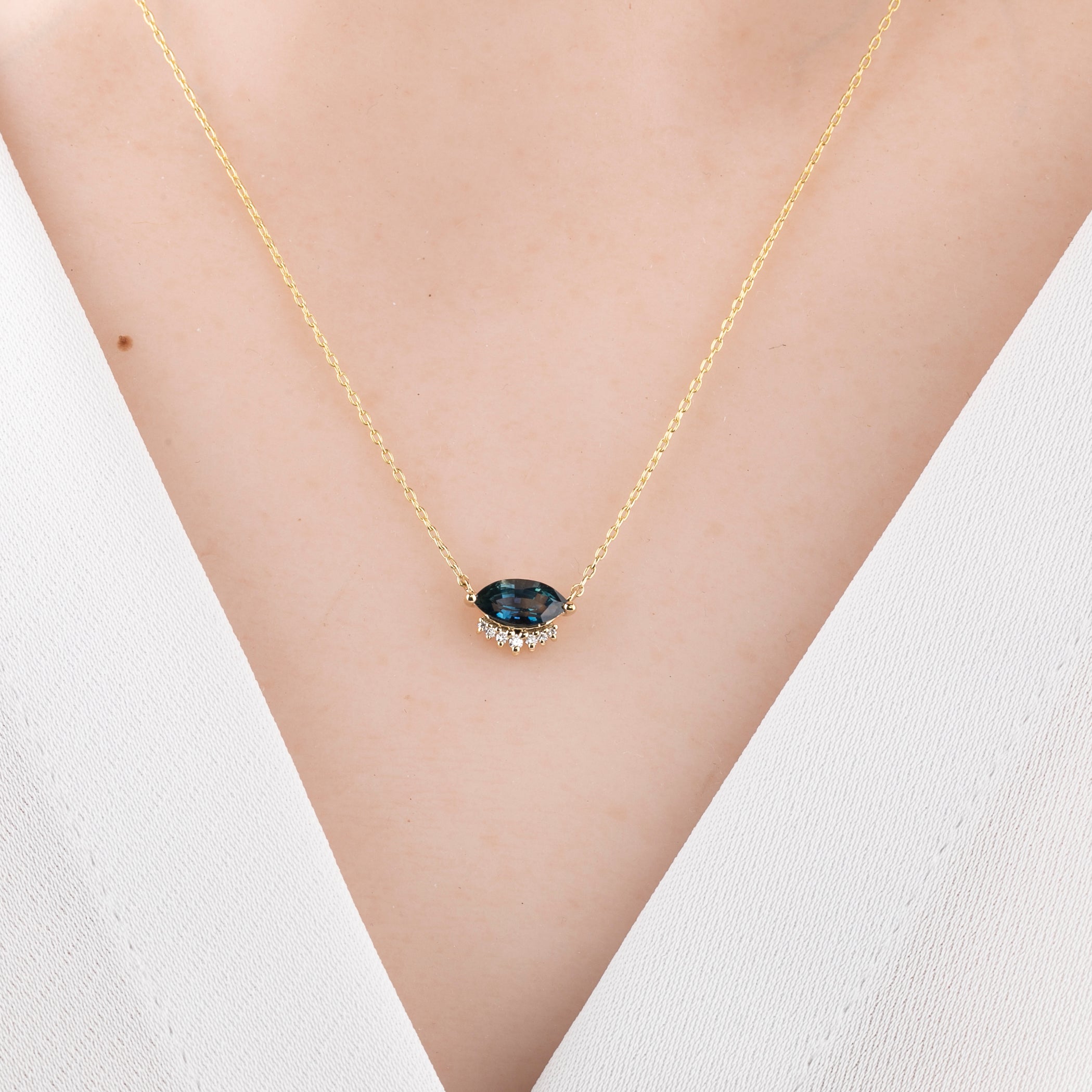 Eden Necklace, 0.70ct Deep Teal Blue Sri Lanka Sapphire