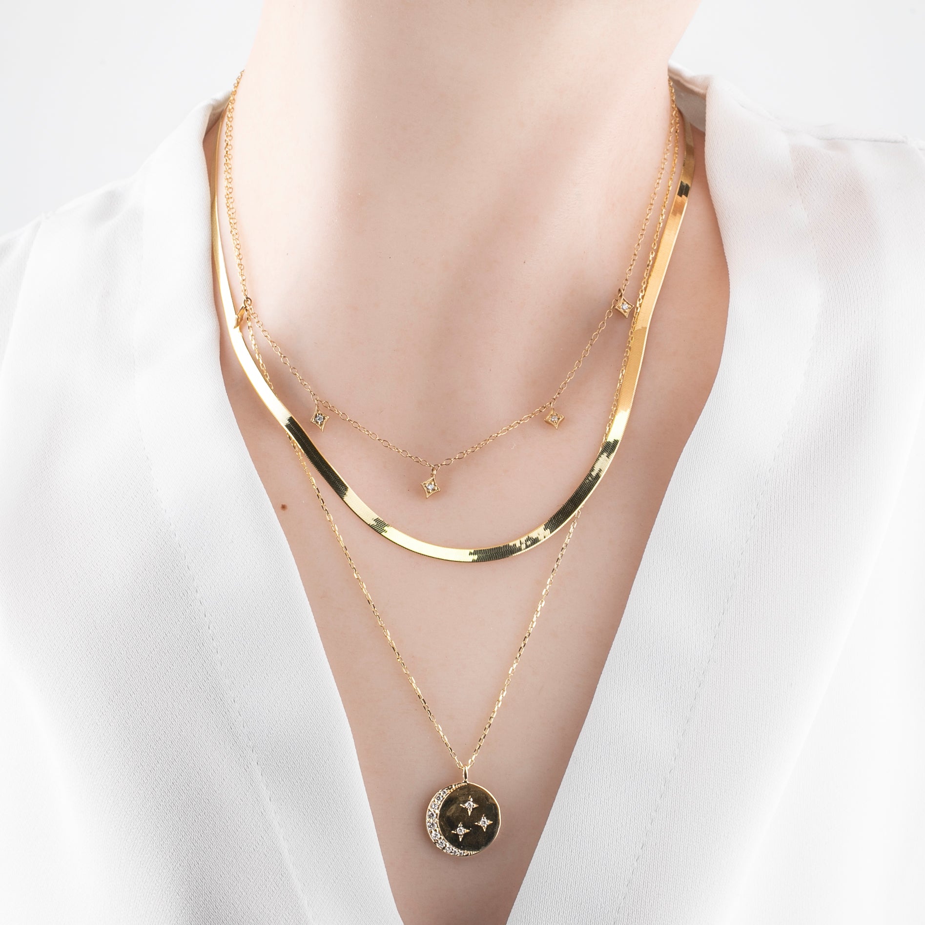 Crescent Moon & Star Diamond Charm