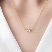 Dahlia Three Stone Necklace, 0.44ct Rose Cut Diamond