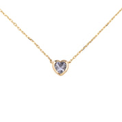 Heart Bezel Necklace, Blue Sapphire