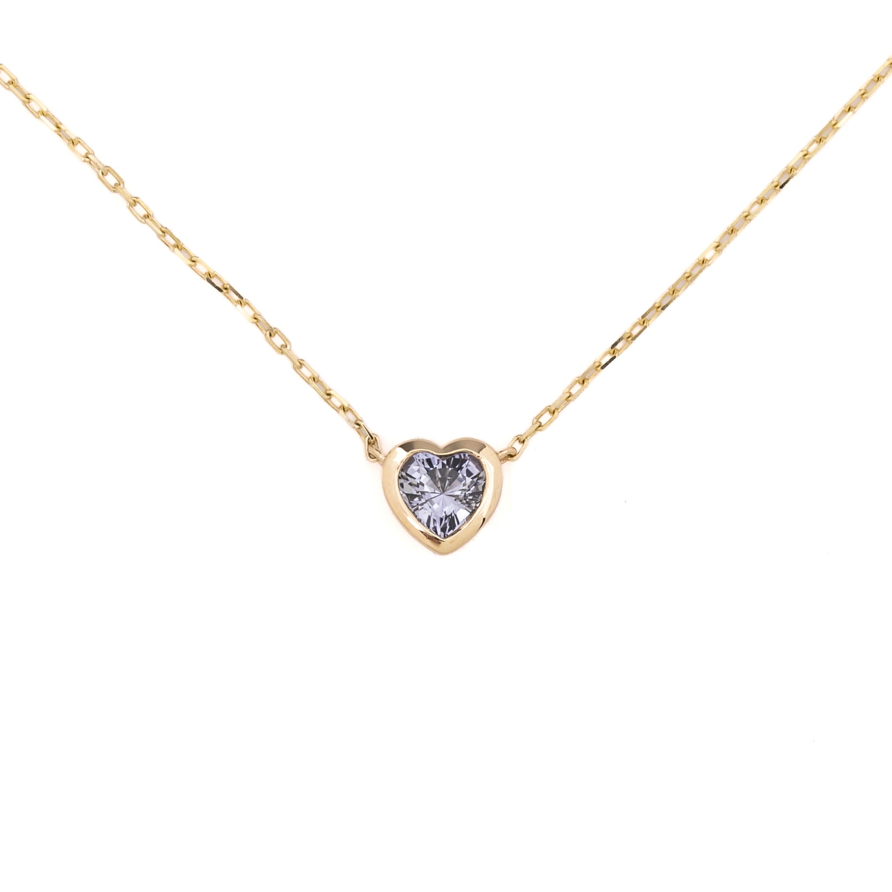 Heart Bezel Necklace, Blue Sapphire