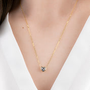 Heart Bezel Necklace, Blue Sapphire