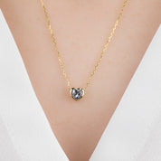 Heart Bezel Necklace, Blue Sapphire