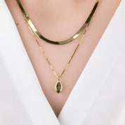 Patia Necklace, Green and Blue Sapphire (Charm Option)