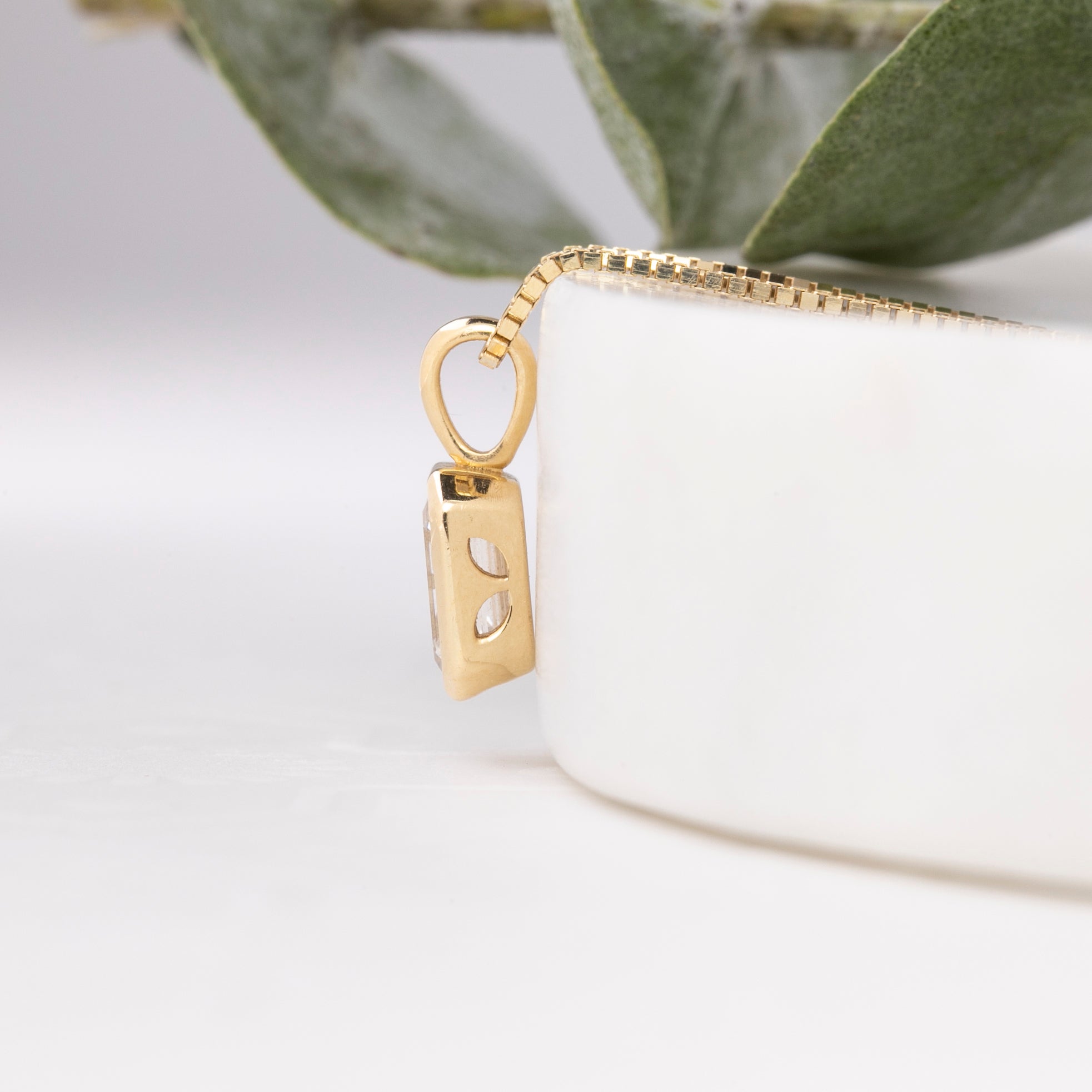 Patia Necklace, GIA certified Emerald-Cut Diamond (Charm Option)