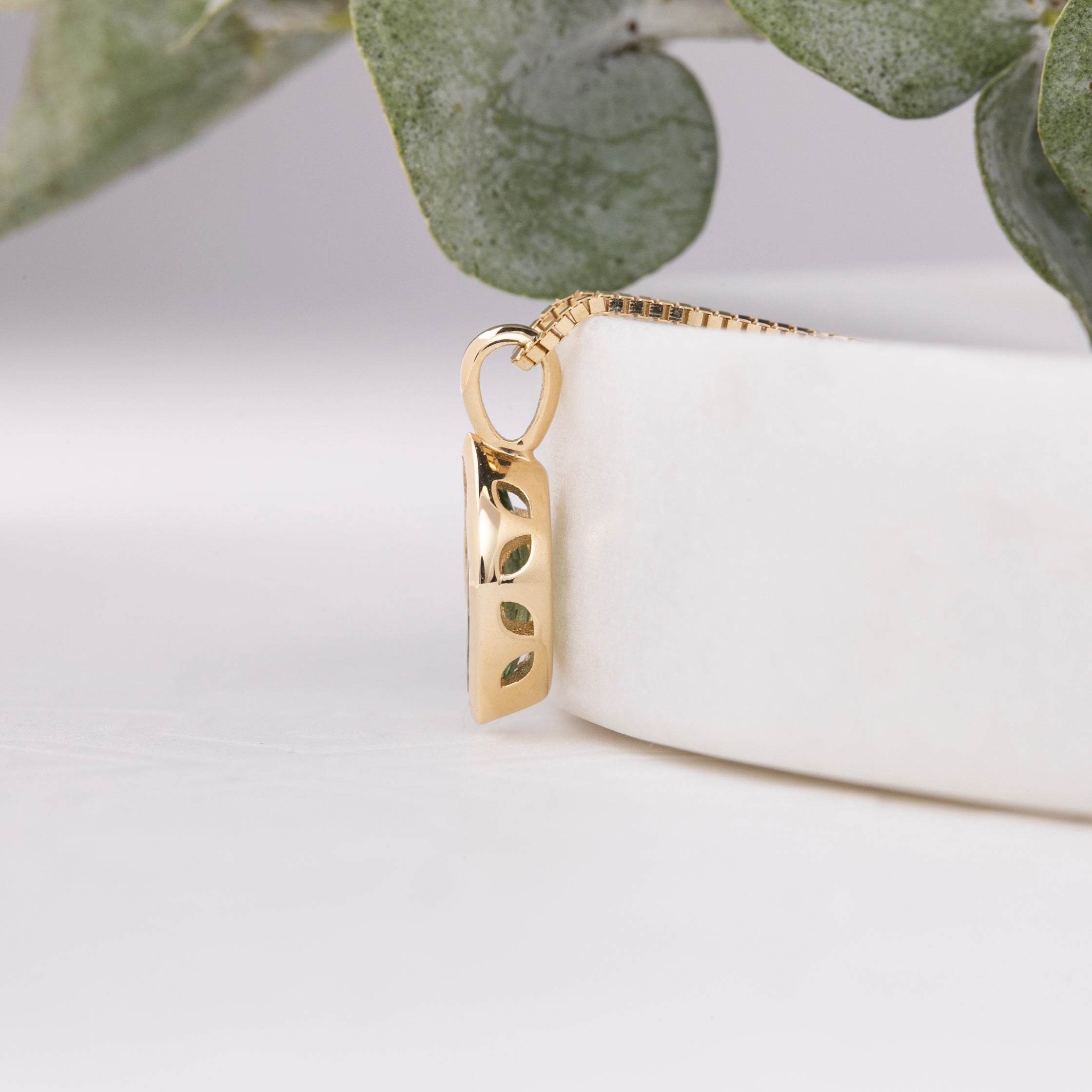 Patia Necklace, Green and Blue Sapphire (Charm Option)