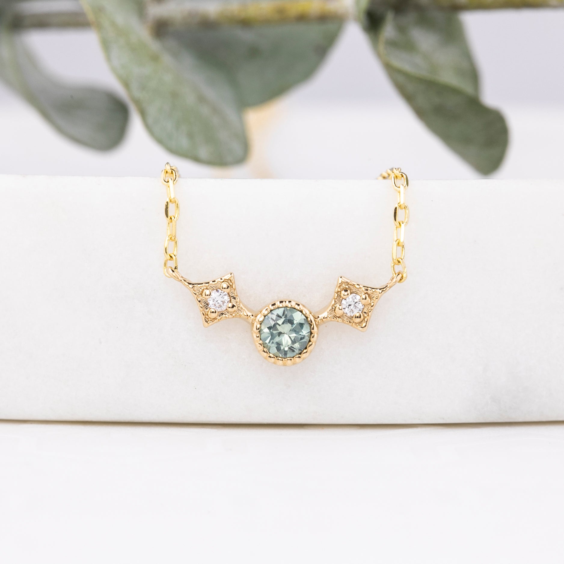 Moon & Star Necklace - Montana Sapphire