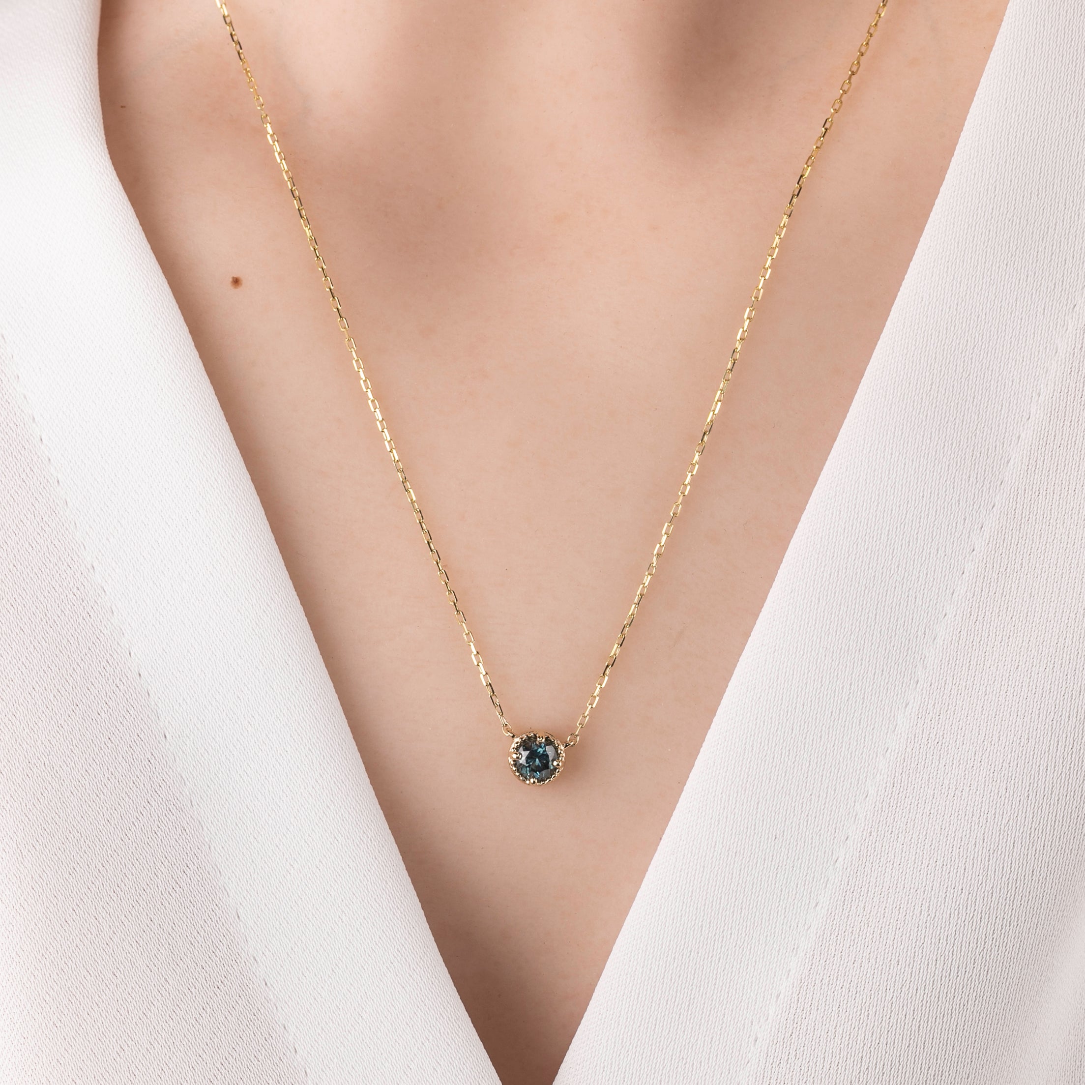 Dahlia 0.50ct Montana Sapphire Solitaire Necklace