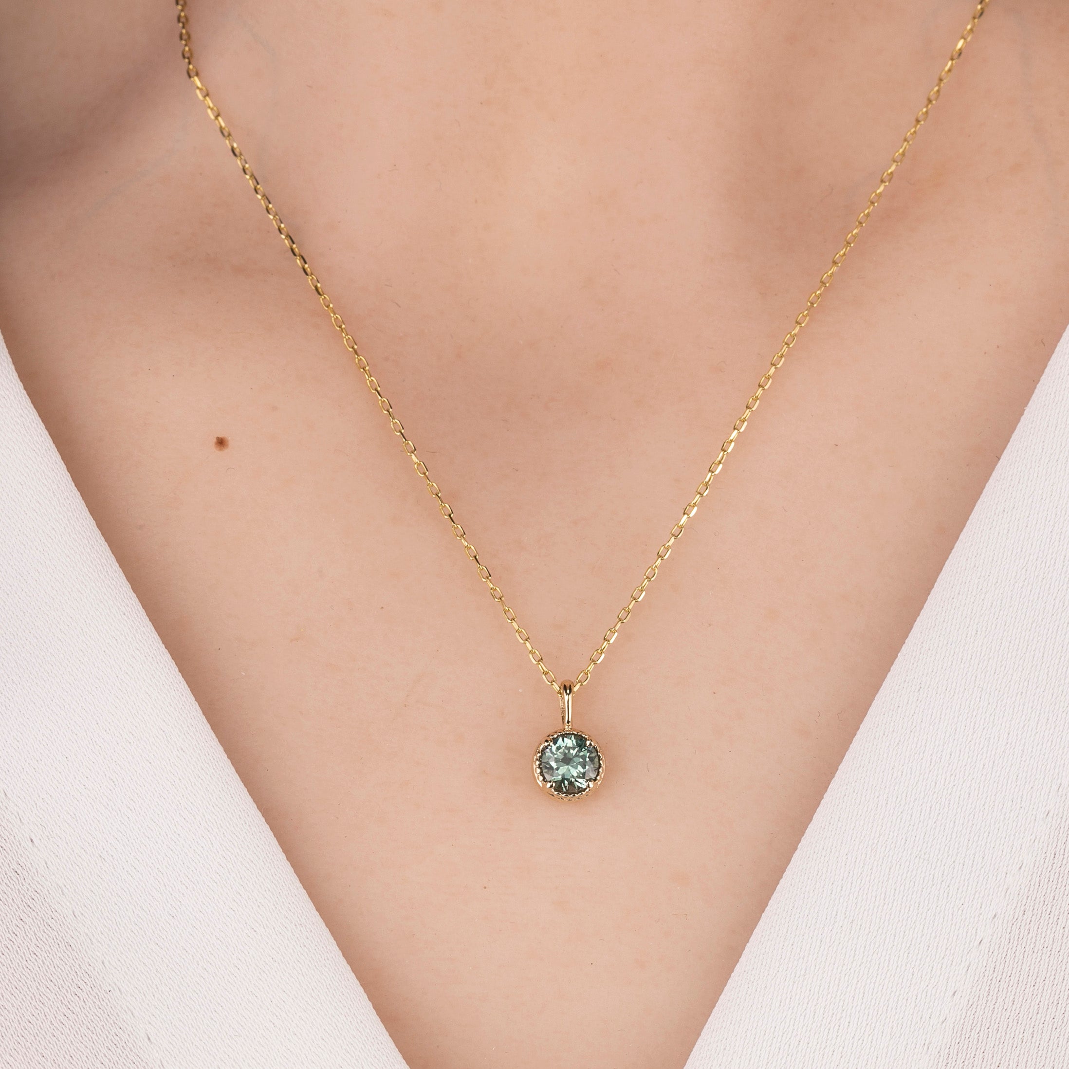 Dahlia Necklace, 0.60ct Montana Sapphire (Charm option)