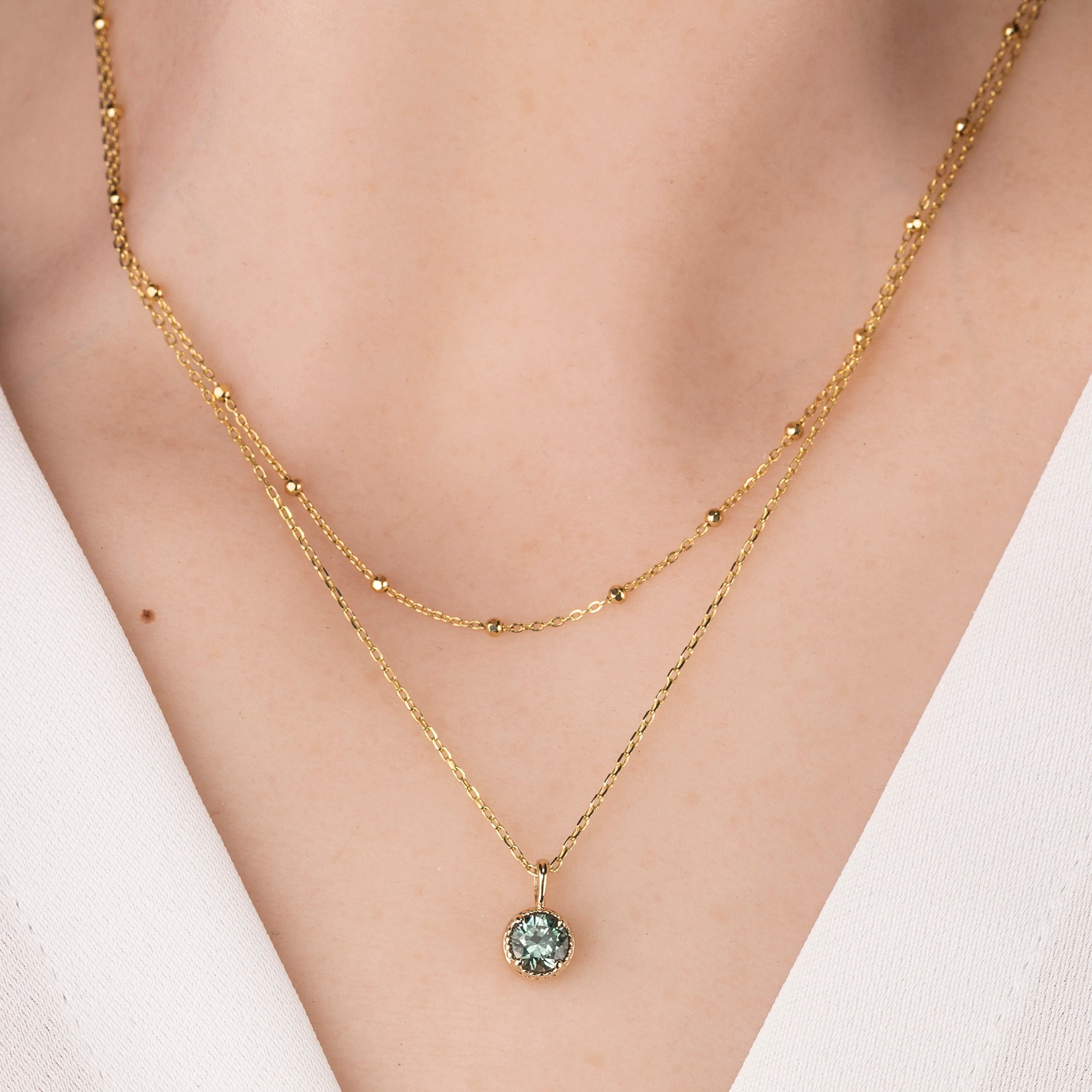Dahlia Necklace, 0.60ct Montana Sapphire (Charm option)