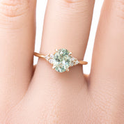 【一点物】テレサリング ・1.60ct・加熱モンタナ産ライトグリーンサファイア・K14YG