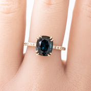 Sabrina Grand Ring, 3.39ct Teal Queensland Sapphire