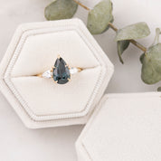 Claire Ring, 3.07ct Teal Blue Unheated Sapphire