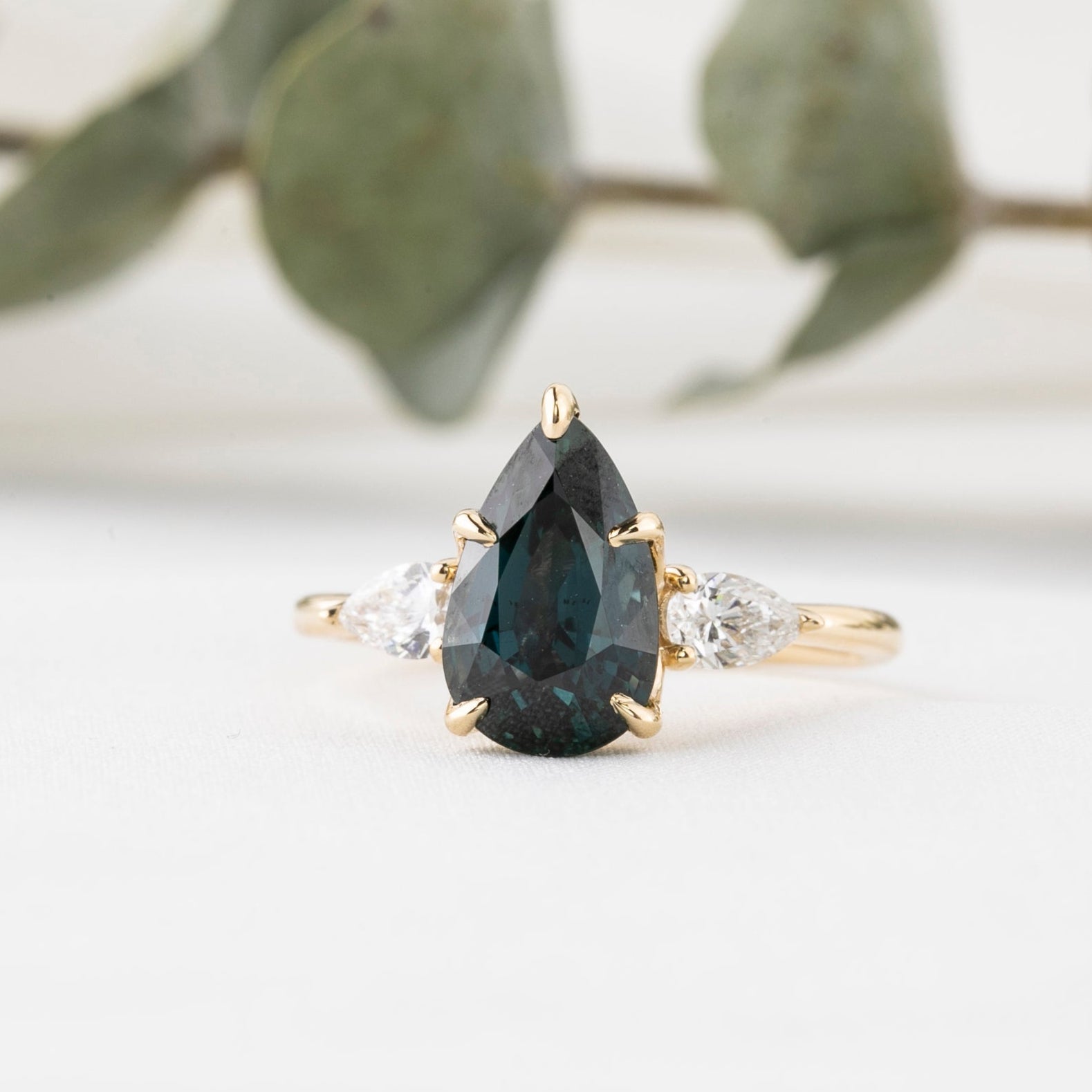 Claire Ring, 3.07ct Teal Blue Unheated Sapphire