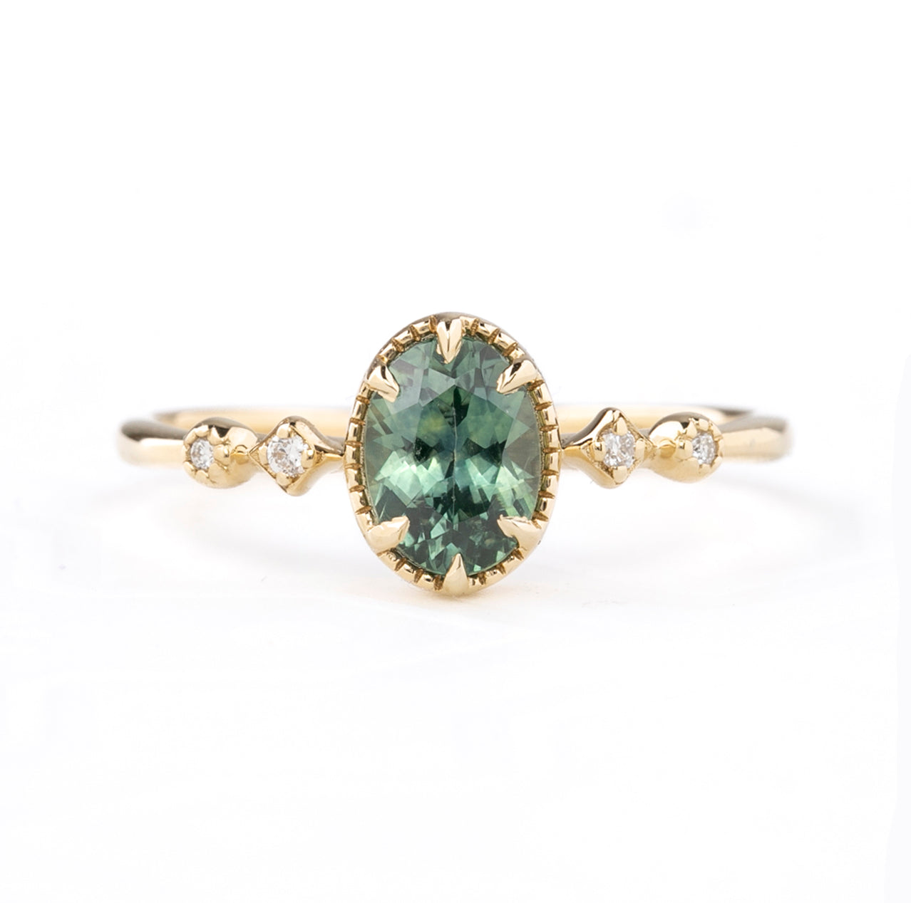 Teresa Ring, 2.19ct Light Green Madagascar Sapphire, oval shape gemstone