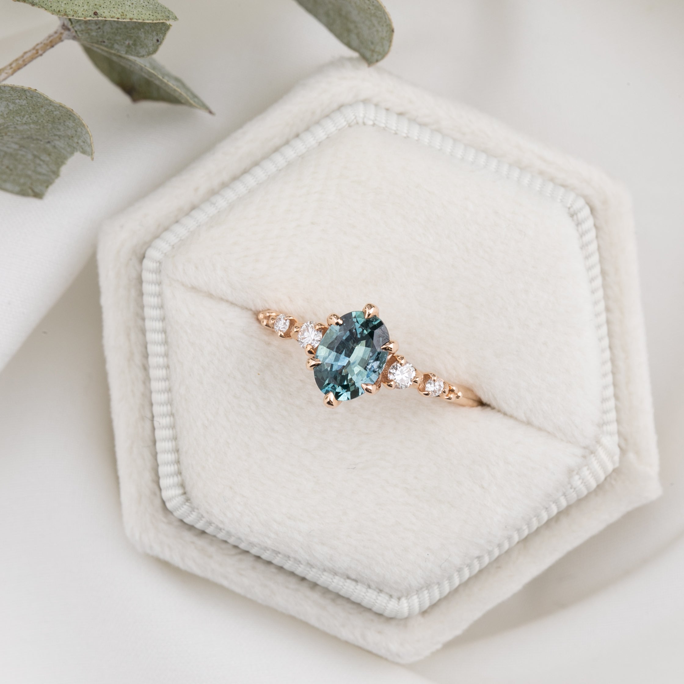 Estel Fleur Ring, 1.05ct Montana Sapphire, oval shape gemstone