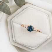 【即日配送】エステルリュックスリング ・1.16ct・加熱モンタナ産ダークティールブルーグリーンサファイア・K14RG
