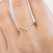 Bella's Crown Ring on hand, featuring ethically sourced white diamonds set in a delicate solid gold band from Envero Jewelry.