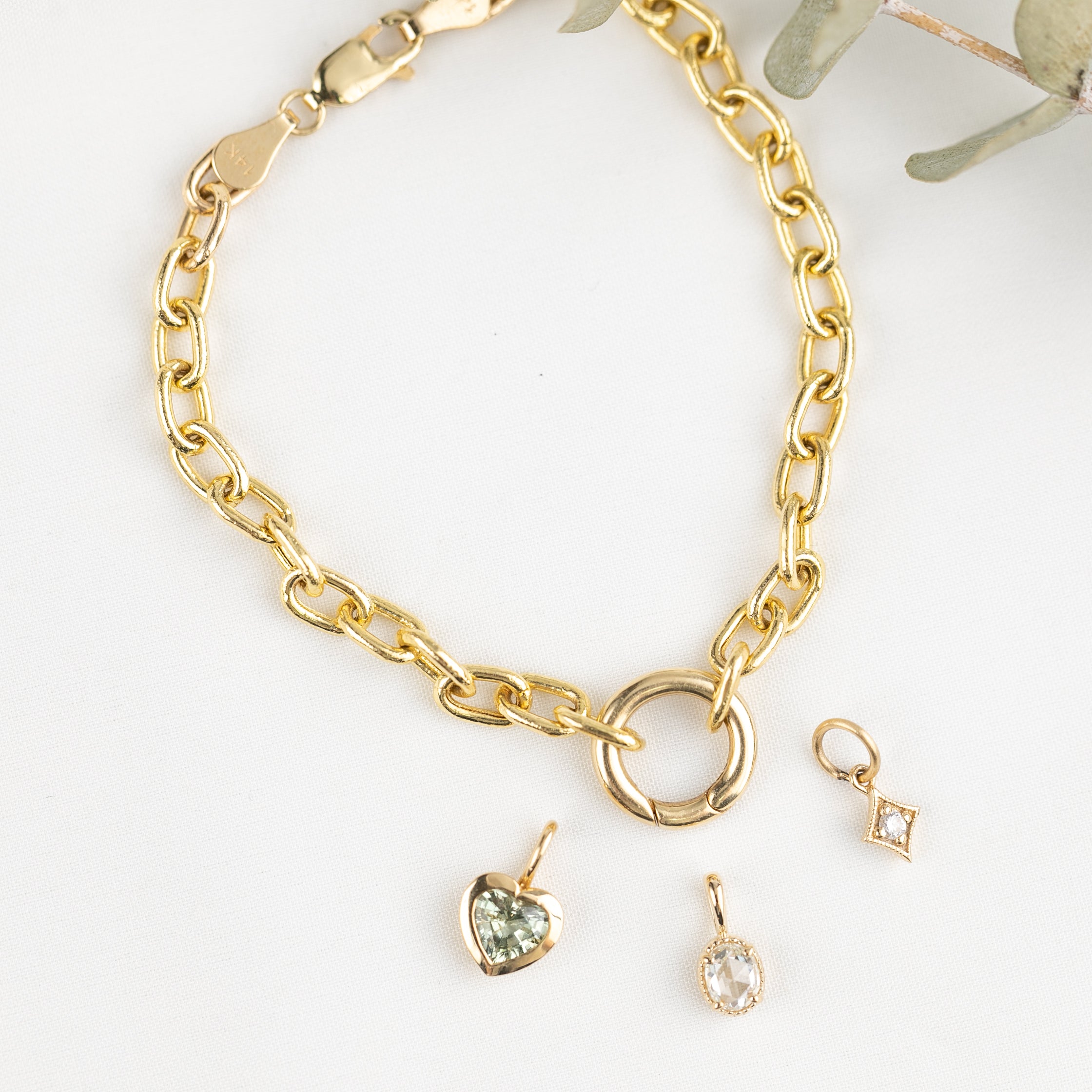 Charm Holder Bracelet with Hinged Circle Bail