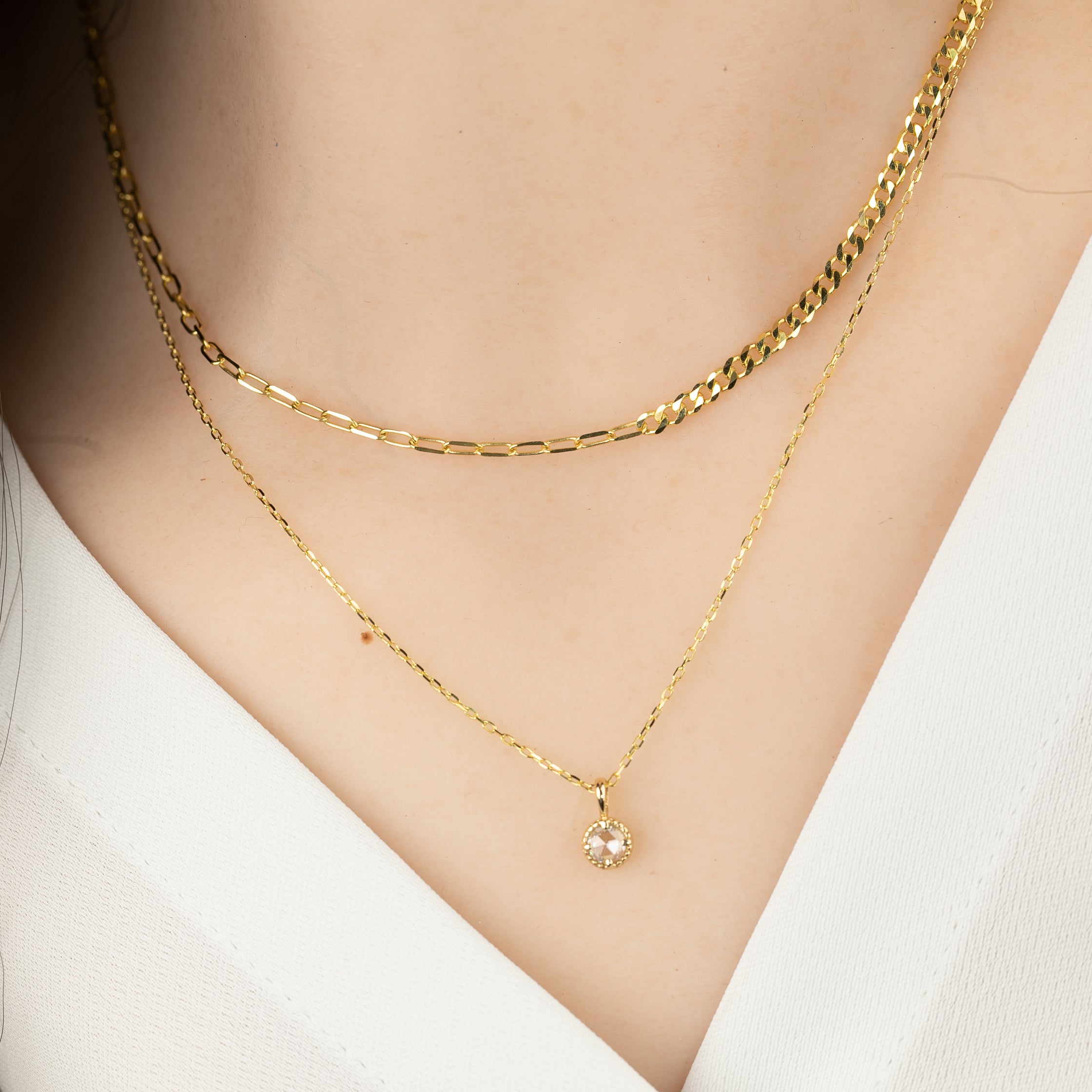 Dahlia Necklace, Natural Rose Cut Diamond (Charm Option)