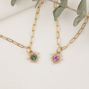 Halo Heart Sapphire Necklace (Charm Option)