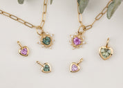 Halo Heart Sapphire Necklace (Charm Option)