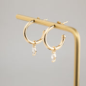 Marquise Diamond Charm Hoop Earrings