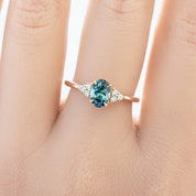 【一点物】テレサリング ・0.93ct・加熱モンタナ産ブルーグリーンサファイア・K14YG