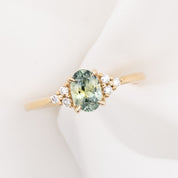 【一点物】テレサリング ・0.97ct・加熱モンタナ産ライトグリーンサファイア・K14YG