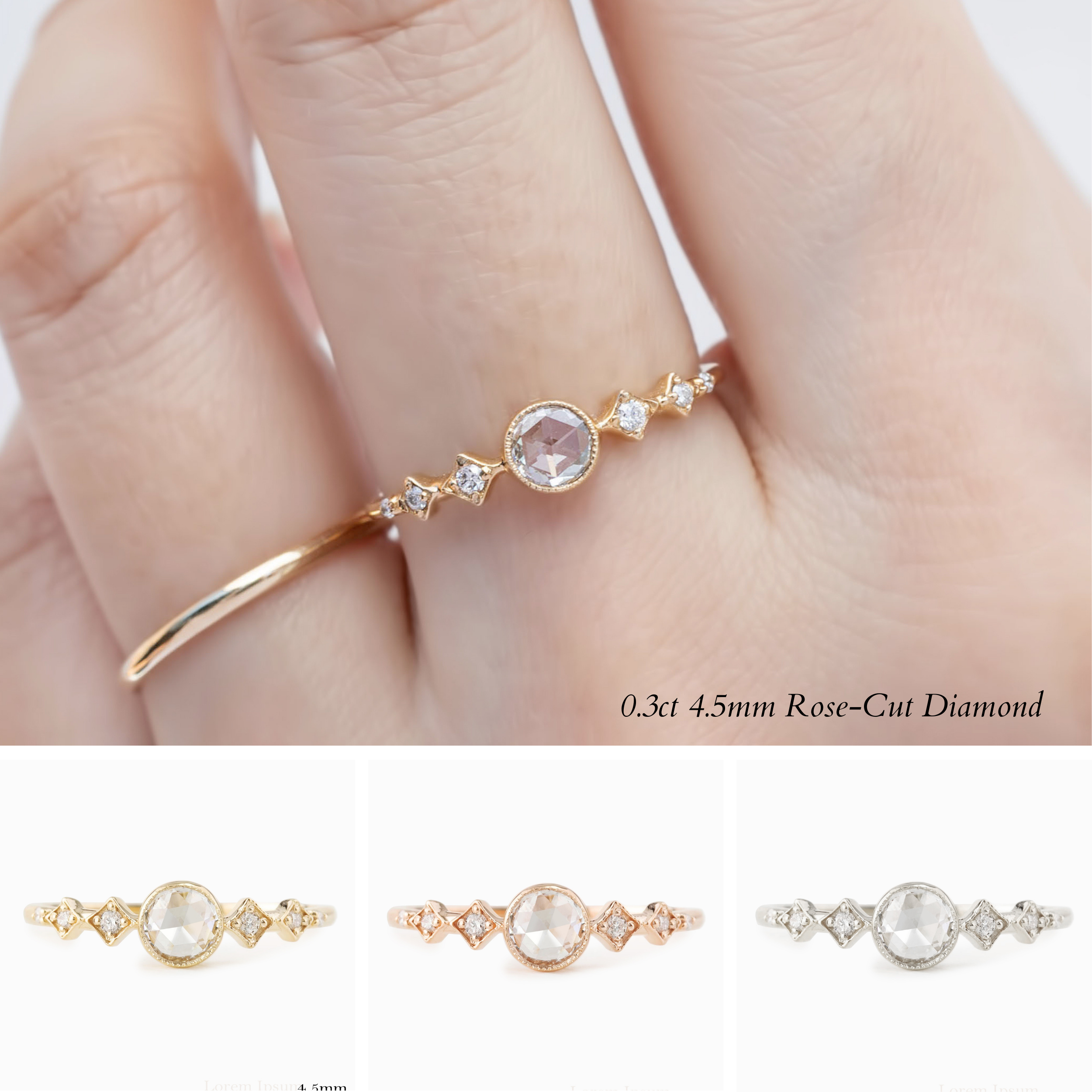 Celeste Round Bezel Set Rose Cut Diamond Ring