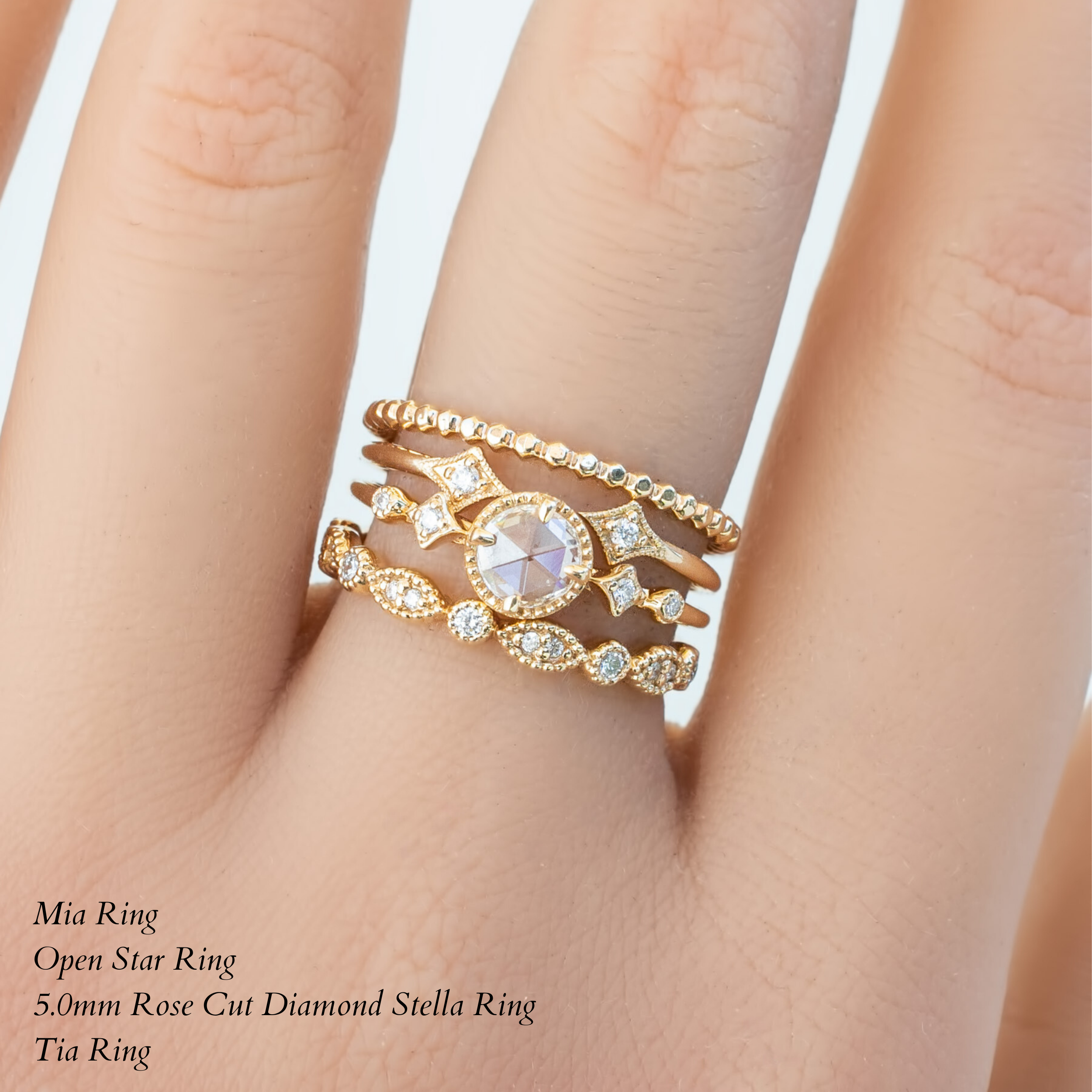 Stella Round Rose Cut Diamond Ring