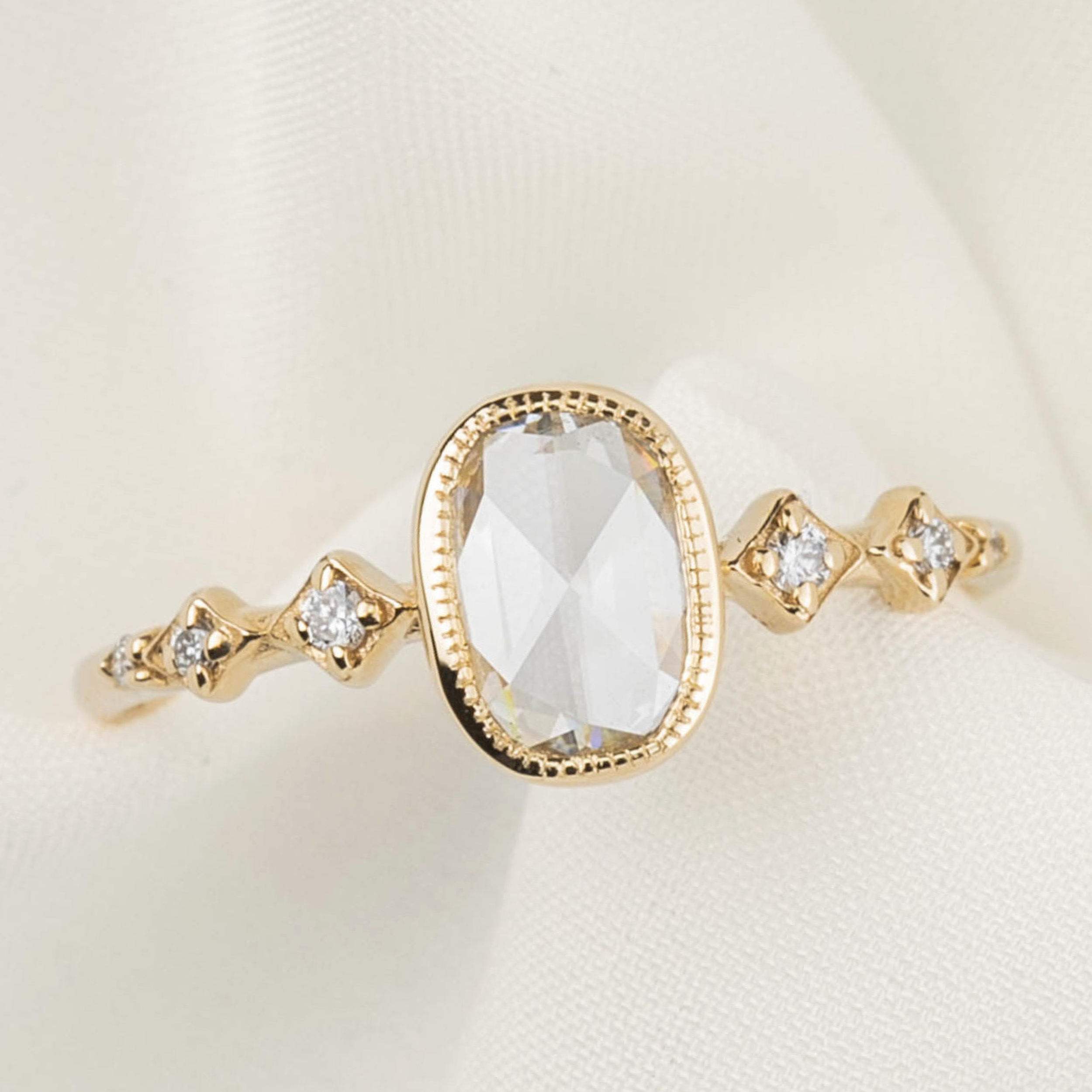 Celeste Oval Bezel Set Rose Cut Diamond Ring