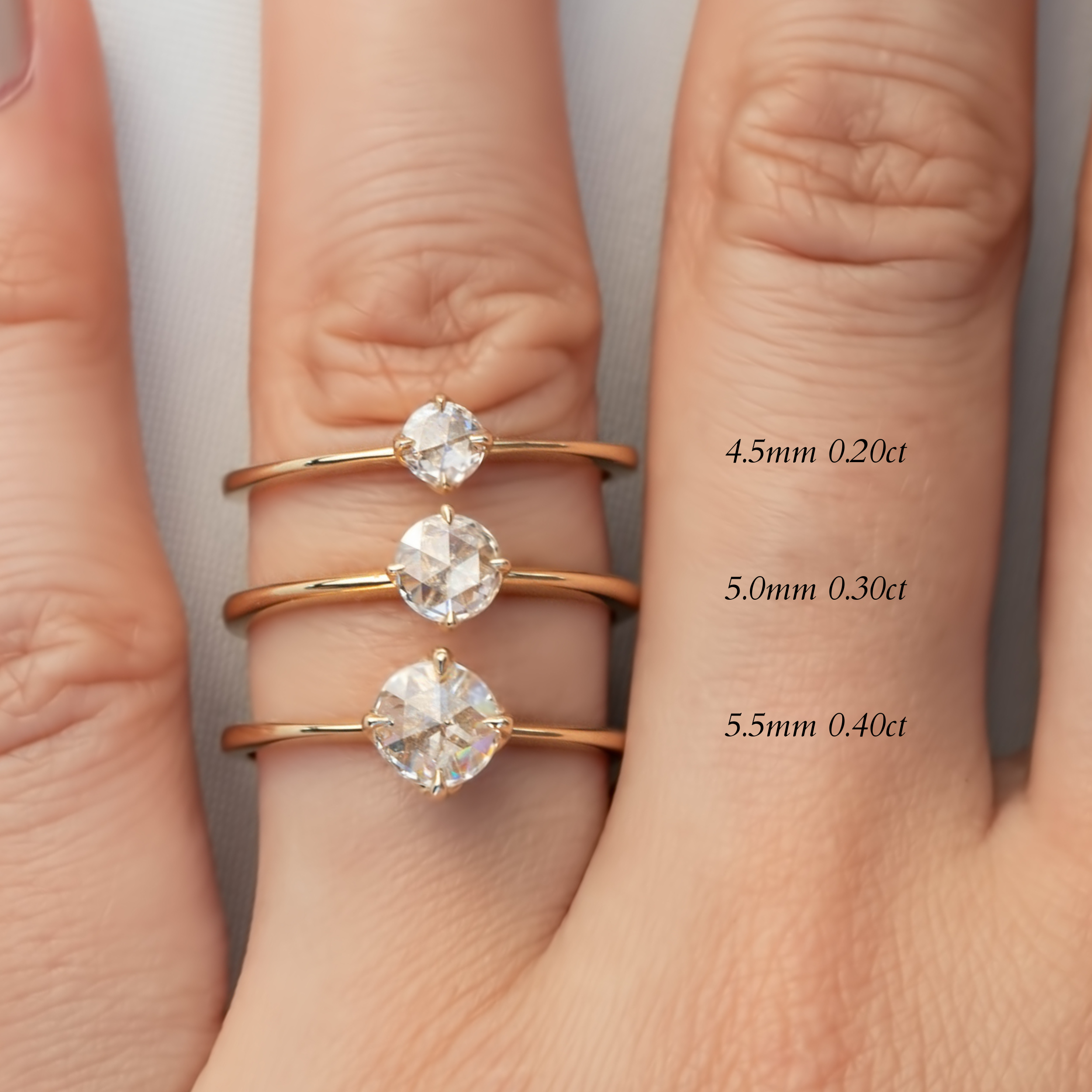 Alice Round Rose Cut Diamond Ring