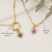 Halo Heart Sapphire Necklace (Charm Option)