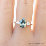 Claire Ring, 2.23ct Light Blue Green Madagascar Sapphire, oval shape gemstone