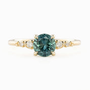 Estel Fleur 4 Prong Ring, 1.14ct Parti Blue Green Montana Sapphire, 14k Yellow Gold (One of a kind)