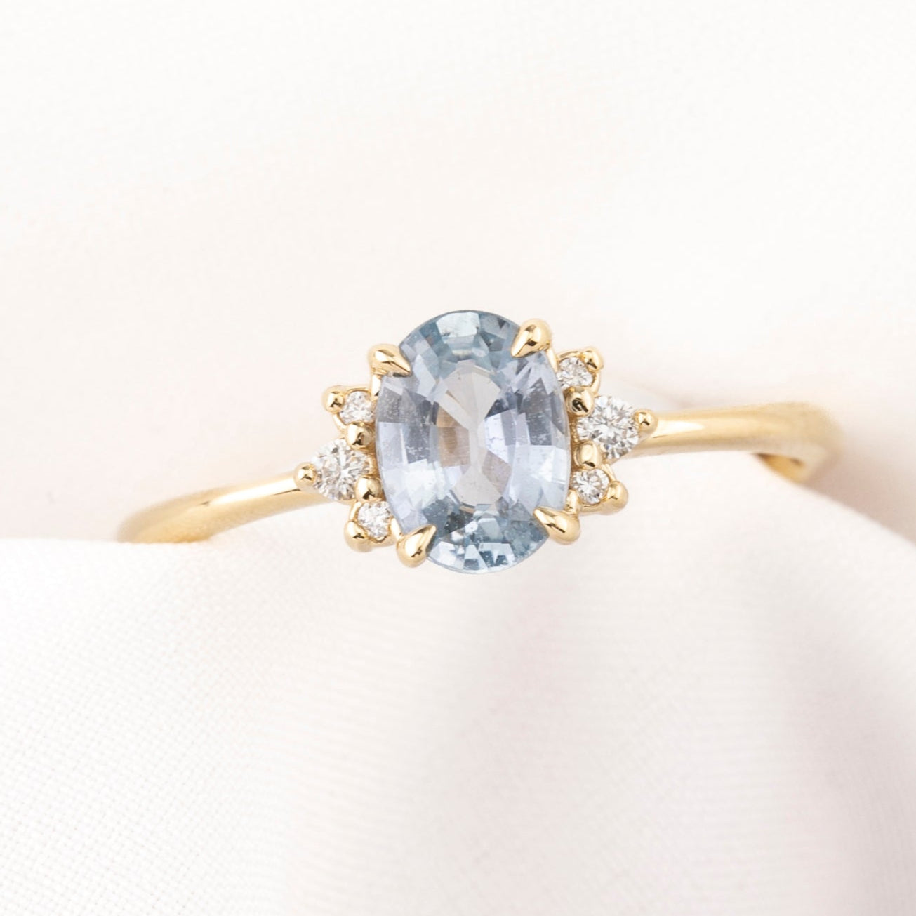 Lena Ring, 0.80ct Blue Madagascar Sapphire, oval shape gemstone