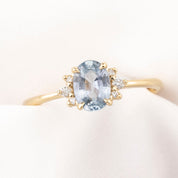Lena Ring, 0.80ct Blue Madagascar Sapphire, oval shape gemstone