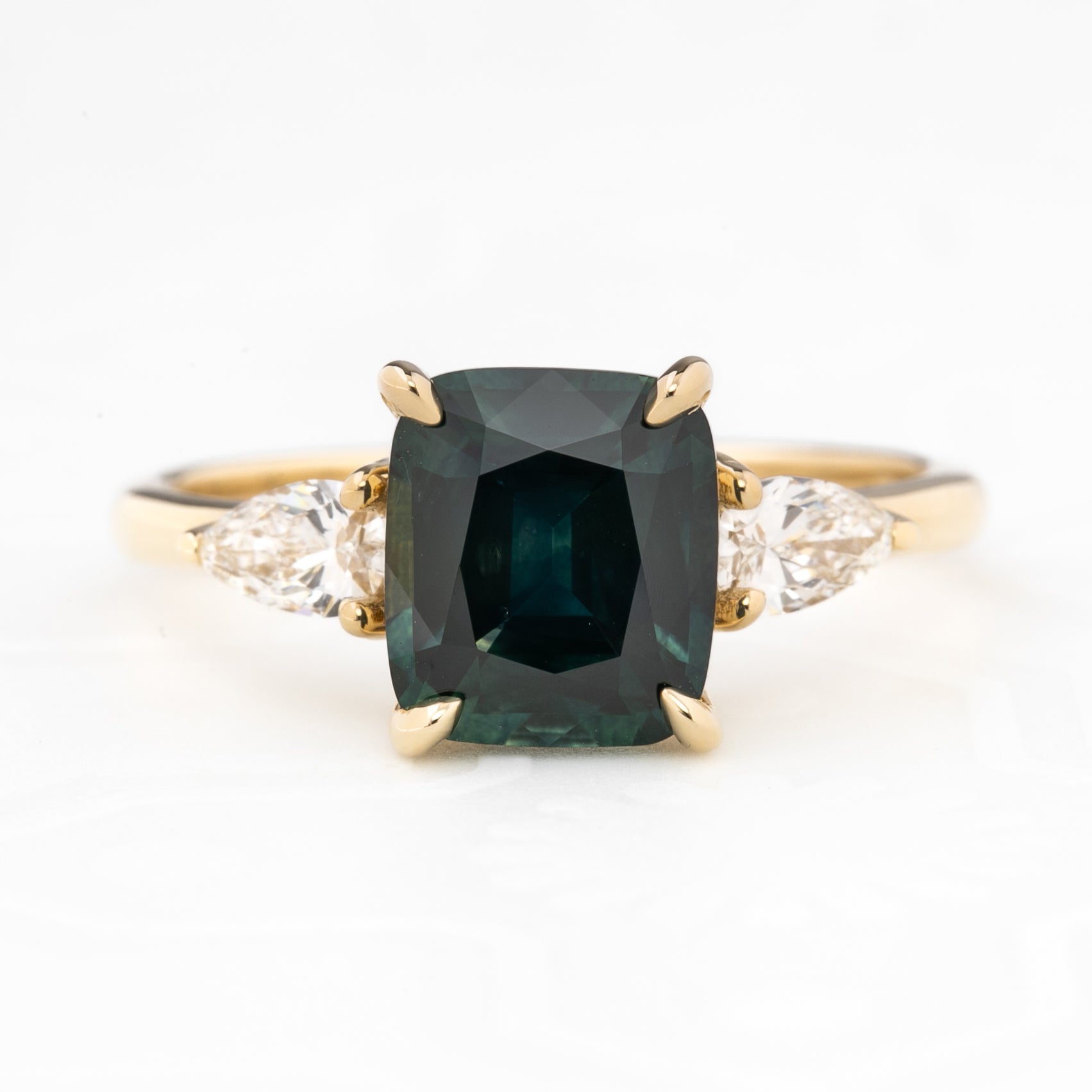 Olivia Grand Ring, 2.97ct Blue Green Montana Sapphire
