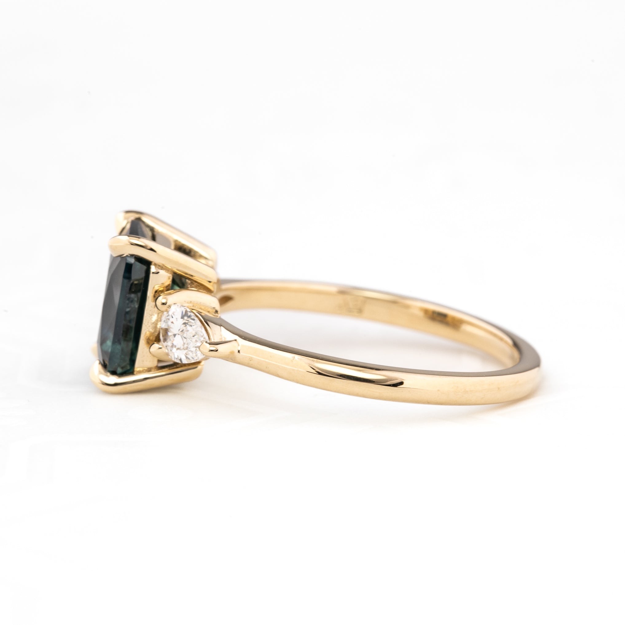 Olivia Grand Ring, 2.97ct Blue Green Montana Sapphire