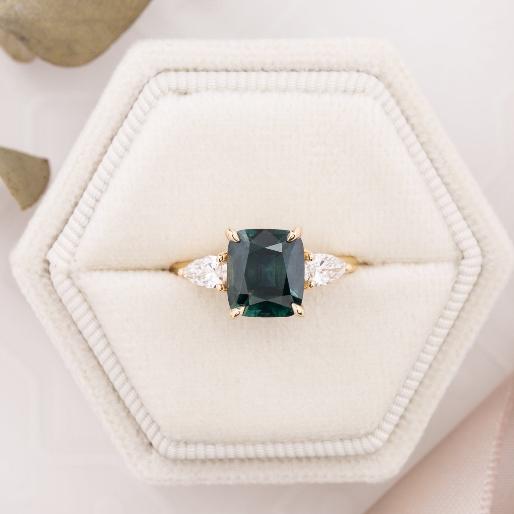 Olivia Grand Ring, 2.97ct Blue Green Montana Sapphire